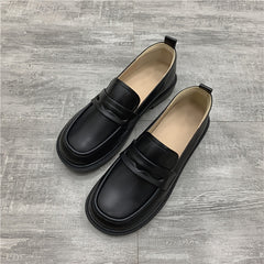 Women's Chunky Loafers Slip On Faux Leather Flats