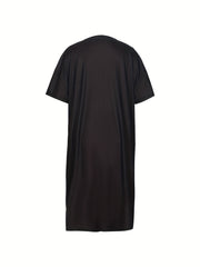  Colorblock Figure & Slogan Print V Neck Dress With Pockets