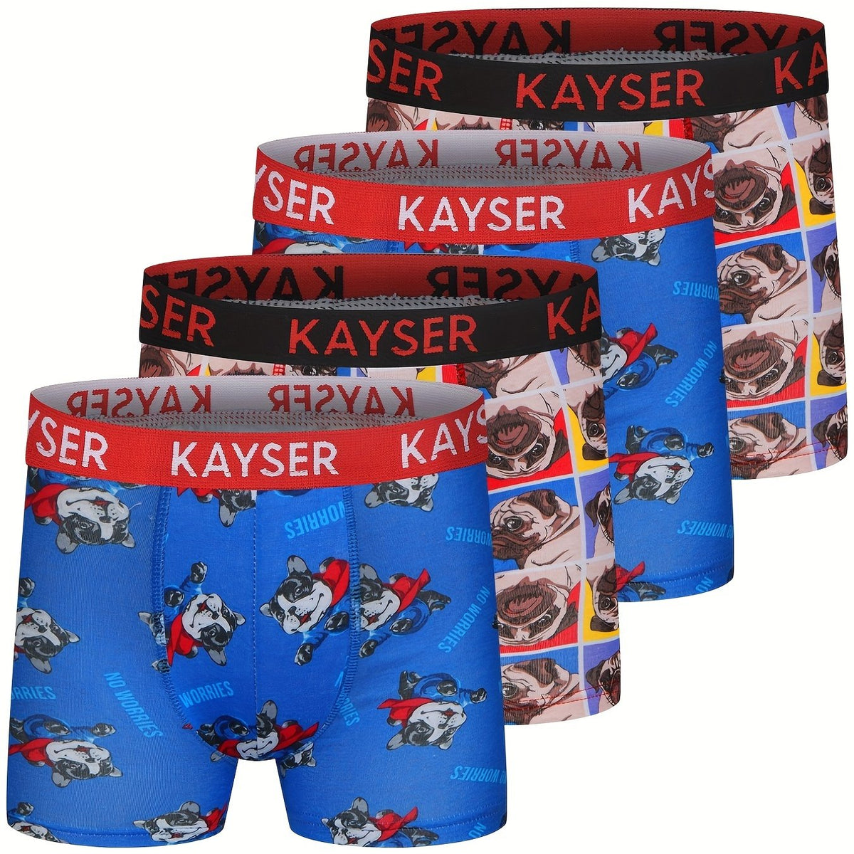4pcs Boy's Boxer Briefs Cartoon Animal Letter Print Elastic Waist Shorts