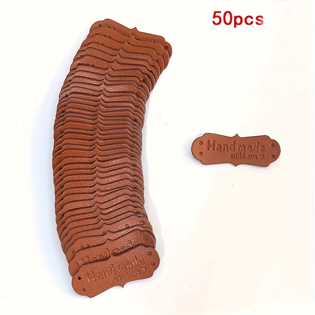 50 Pack Synthetic Leather Labels - DIY Knitting & Sewing Crafts