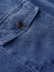 Contrast Stitch Denim Jacket Men's Casual Street Style Turn Down Collar