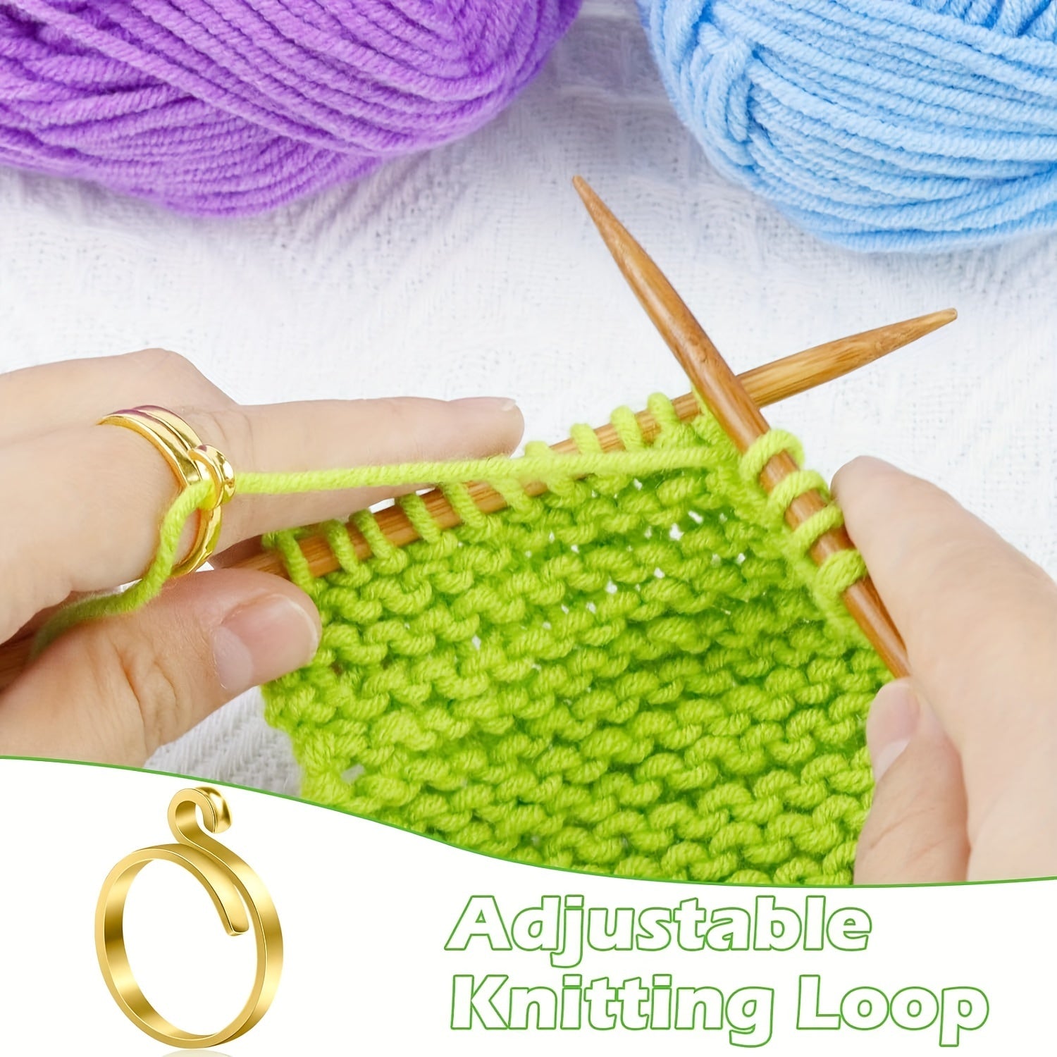2pcs Open Crochet Ring for Finger Knitting Tools Adjustable Jewelry Accessories