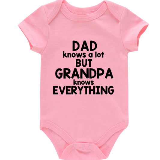 Newborn Short Sleeve Romper GRANDPA KNOWS EVERYTHING Graphic Cotton Bodysuit