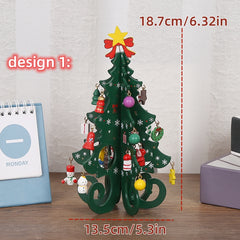 1pc 3D Wooden Christmas Tree Ornament - Window Decoration
