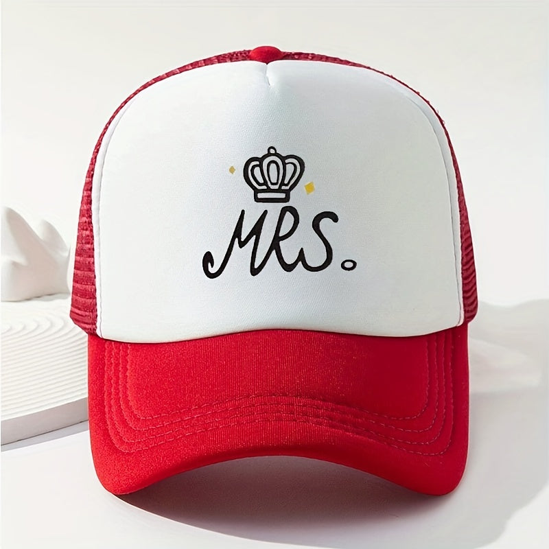 MRS Crown Baseball Cap Mesh Trucker Dad Hat Adjustable Sun Hat For Women