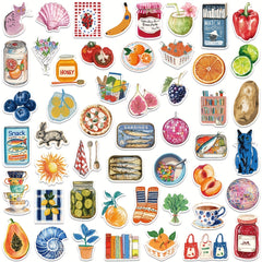 100pcs Retro Food & Fruit Stickers for Bottles Luggage