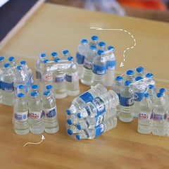 6pcs Plastic Water Bottles 1:12 Scale Dollhouse & Kitchen Decor