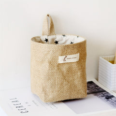 Jute Cotton Linen Storage Bag Wall Hanging Pocket Fabric Organizer Dorm