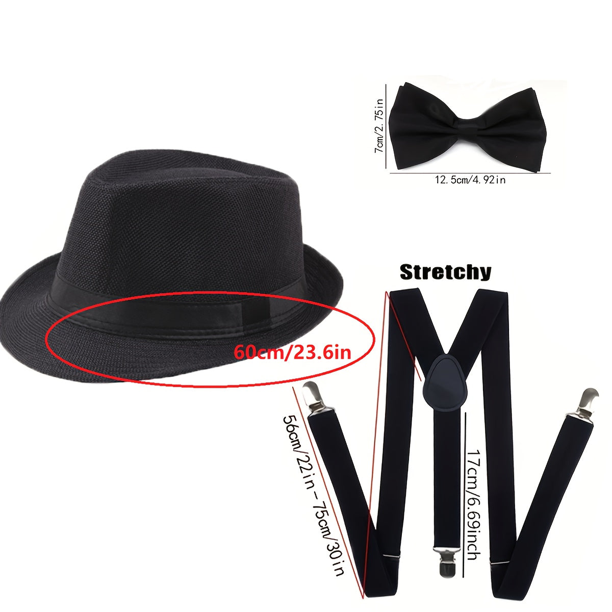 1920s Men's Dance Party Costume Set - Shirt, Pants, Bow Tie