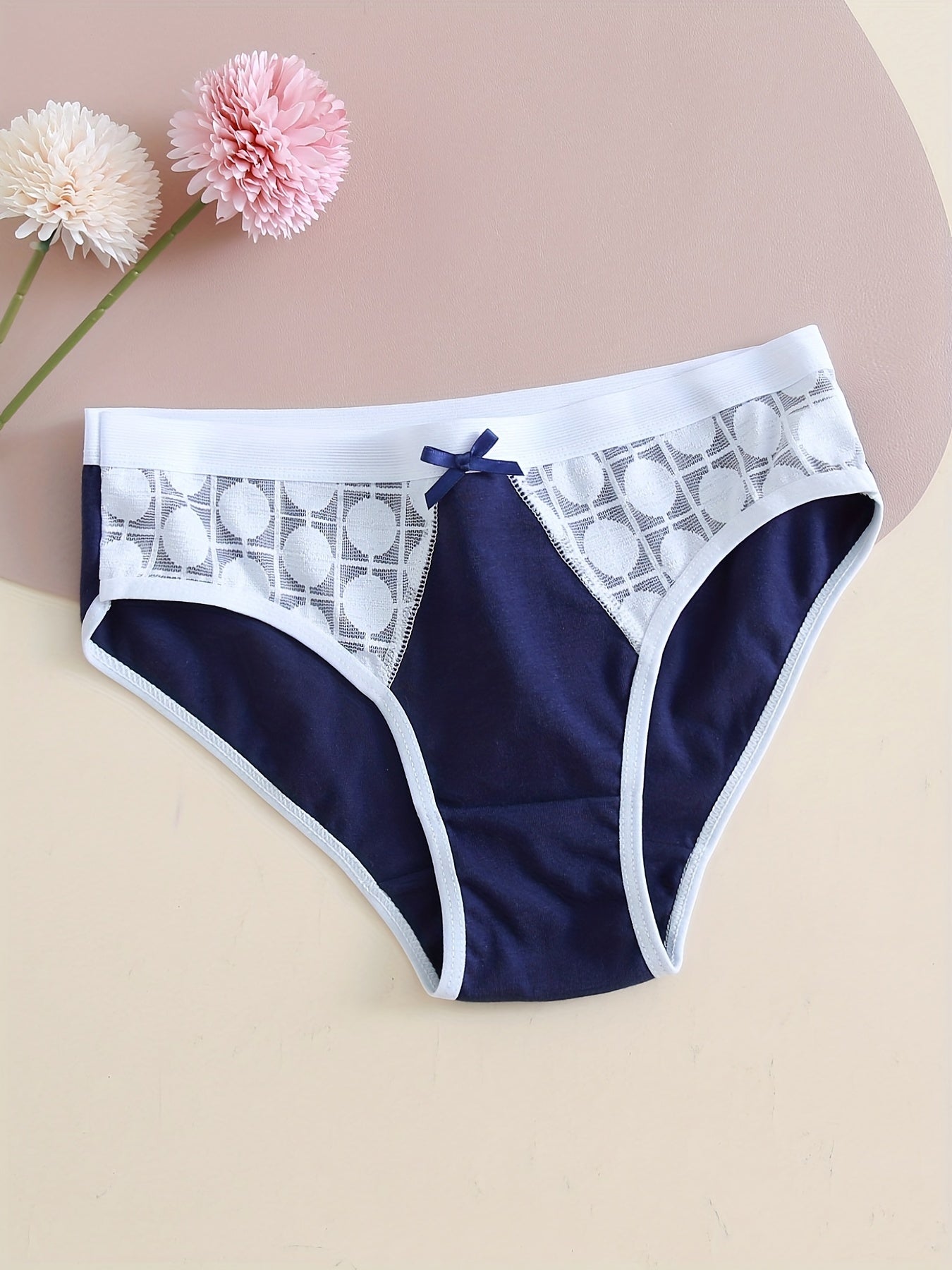 6pcs Lace Seamless Polka Dot Bow Panties Women's Lingerie