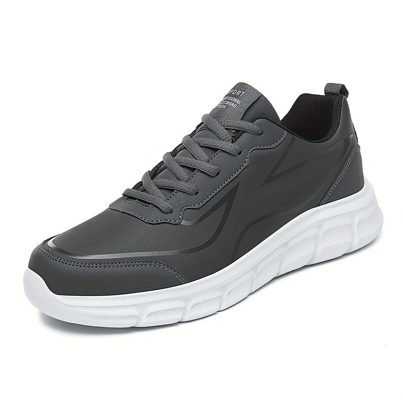 PLUS SIZE Men's Solid Running Shoes Comfy Non Slip Lace Up Sneakers