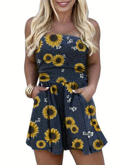 Colorful Off Shoulder Jumpsuit with Pockets