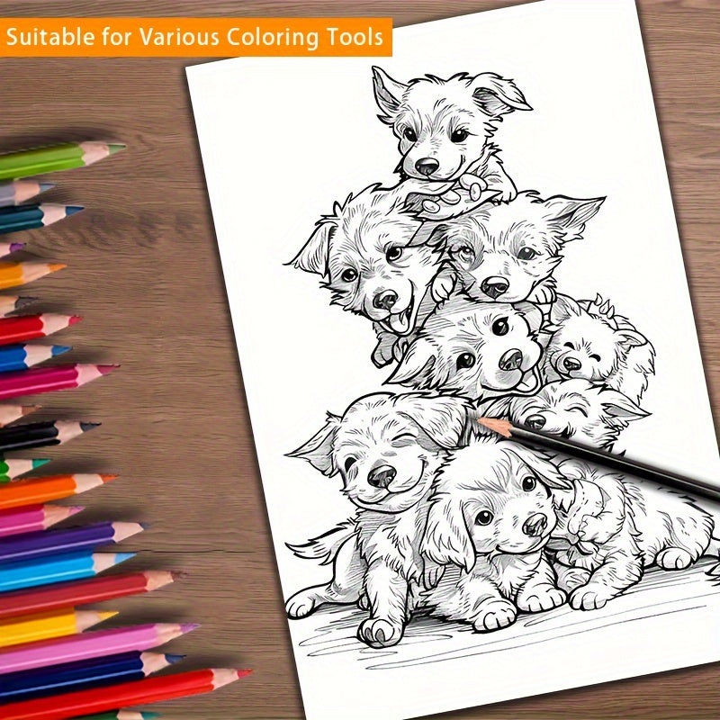 Dogs Coloring Book for Adults & Teens, Relaxation, 22 Pages