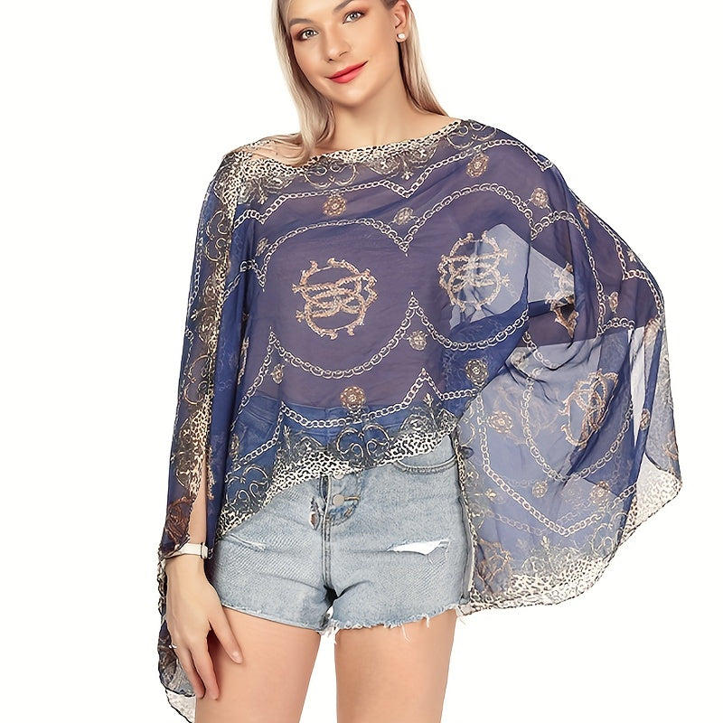Letter Chain Stripe Shawl Lightweight Sunscreen Large Shawl