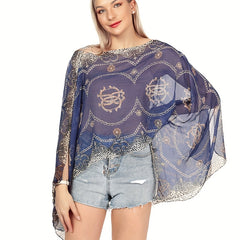 Letter Chain Stripe Shawl Lightweight Sunscreen Large Shawl