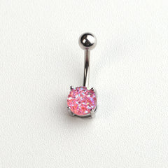 Stainless Steel Horseshoe Belly Button Ring with Zircon Inlay