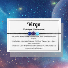 Constellation Theme Rope Bracelet With Message Card Healing Crystal Beaded