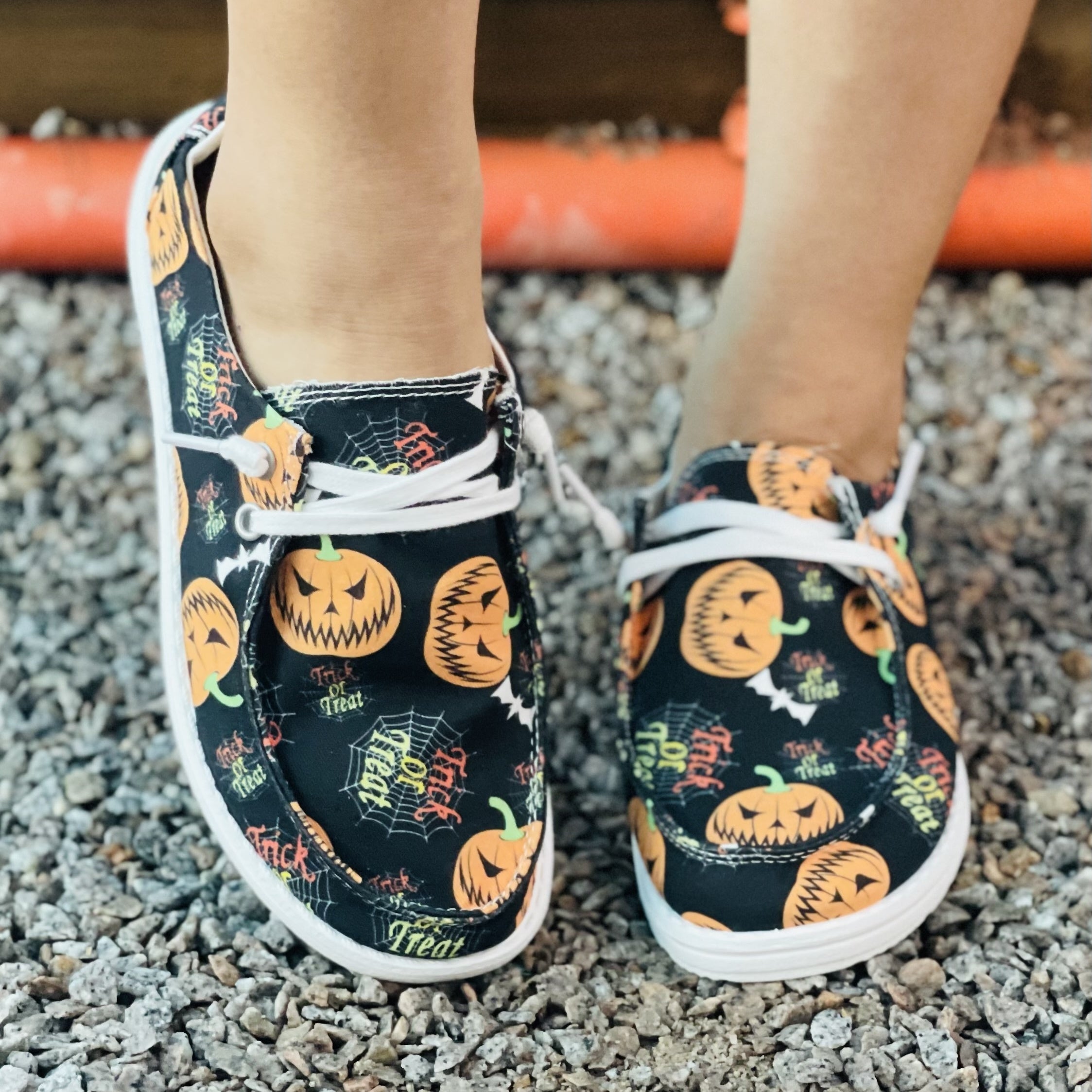 Women's Pumpkin Novelty Shoes Lace Up Low Slip On Flat Comfy Shoes