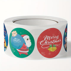 500pcs Christmas Decorative Gift Stickers - 8 Patterns Self-adhesive Labels