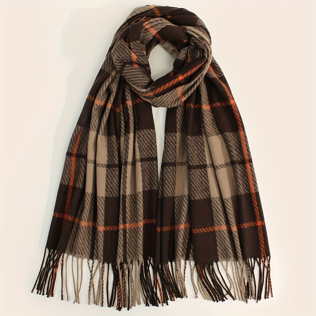 Plaid Warm Scarf Large Winter Shawl Casual Outdoor Wrap for Women