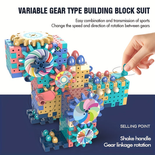 140pc Building Blocks For Kids Gear Type Assembly Toys Birthday Boys/Girls