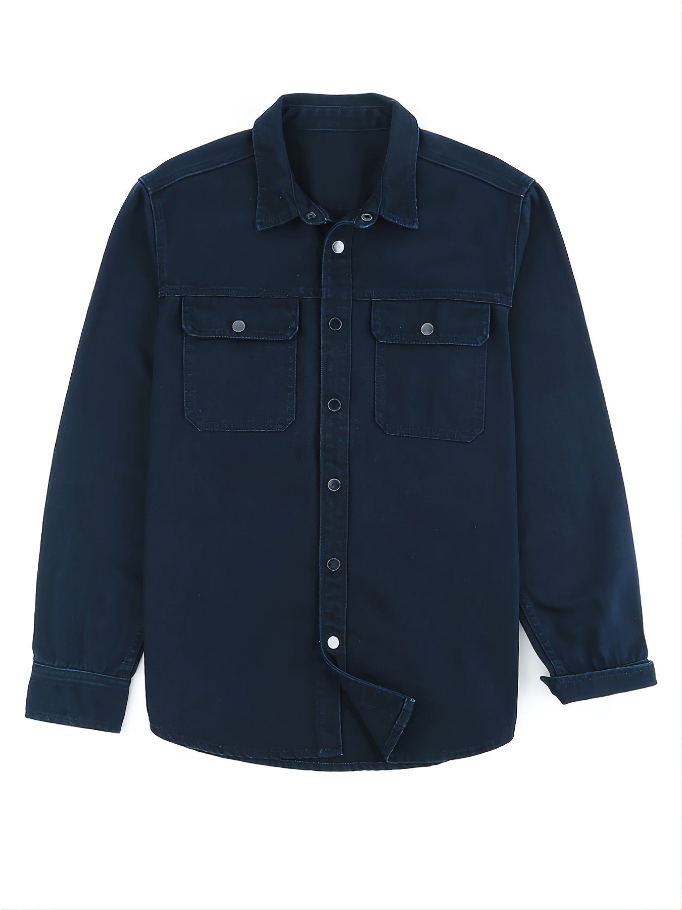 Men's Long Sleeve Button Denim Jacket Casual Navy Cotton Jeans