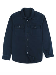 Men's Long Sleeve Button Denim Jacket Casual Navy Cotton Jeans