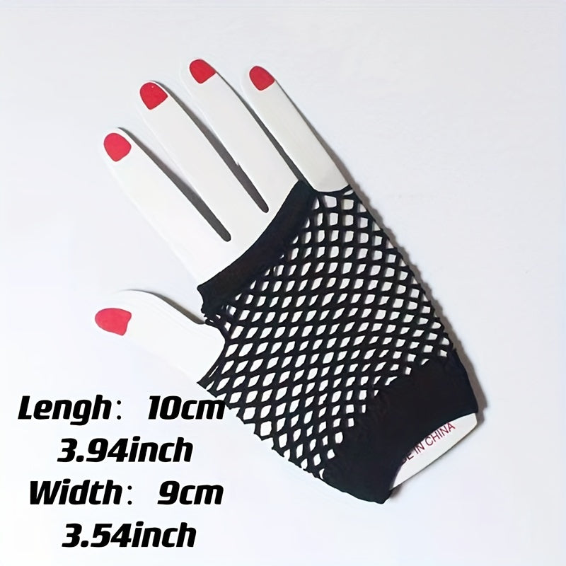 Fishnet Hollow Out Short Fingerless Gloves for Women