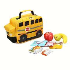 Yellow School Bus Printed Thermal Bag for Picnic School Trips