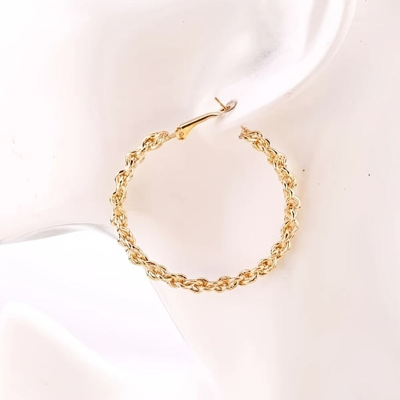 Chunky Chain Hoop Earrings 18K Plated Alloy Ear Jewelry Decorations