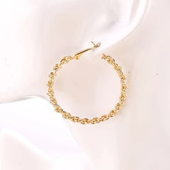 Chunky Chain Hoop Earrings 18K Plated Alloy Ear Jewelry Decorations
