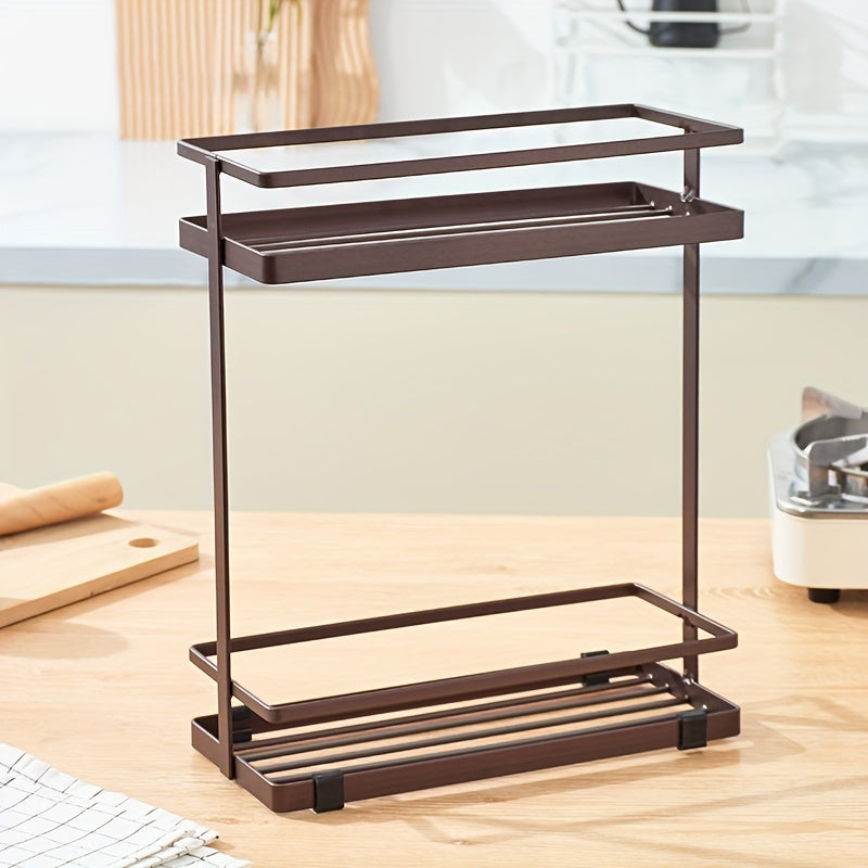 1pc Kitchen Seasoning Storage Rack Floor Layered Storage Rack