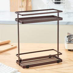1pc Kitchen Seasoning Storage Rack Floor Layered Storage Rack