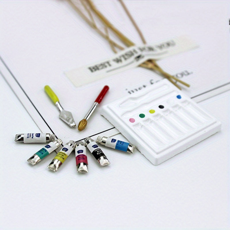 Mini Alloy and Resin Watercolor Paint Set for DIY Home Scenes