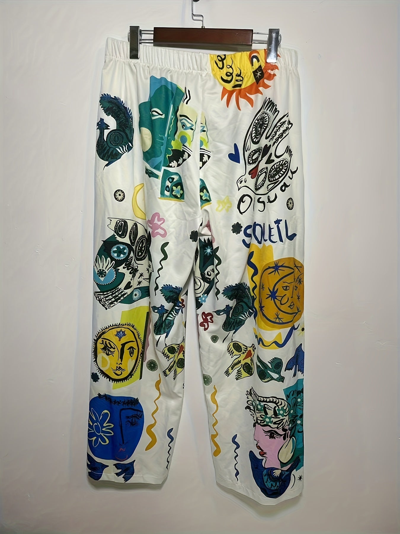 Y2K Graffiti Print Straight Leg Pants Plus Size