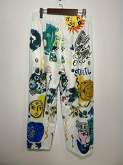 Y2K Graffiti Print Straight Leg Pants Plus Size