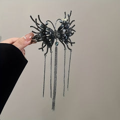Crystal Butterfly Hair Claw with Chain Tassel Glitter Hair Claw