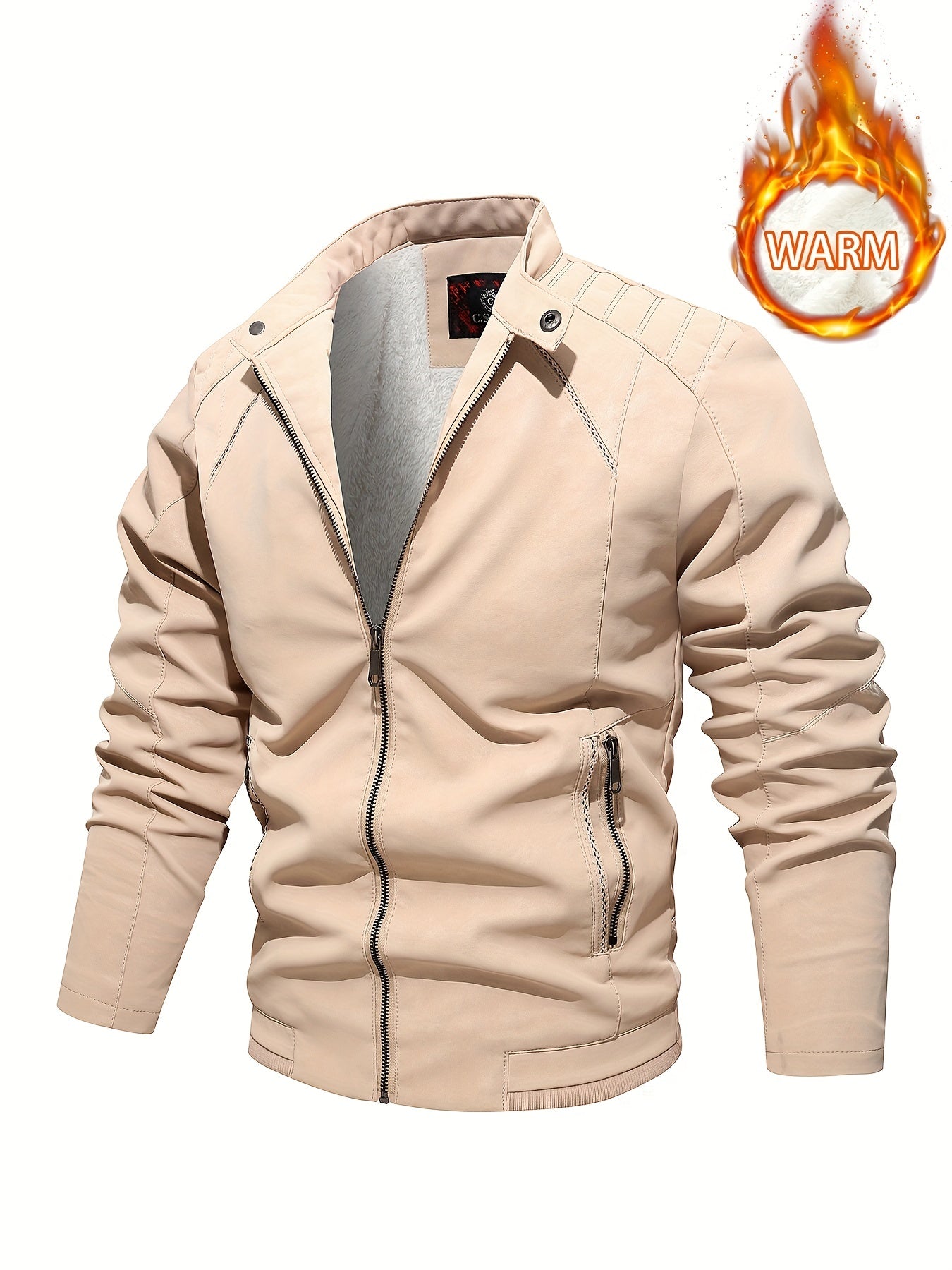 Men's Soft Shell PU Leather Jacket Windproof Waterproof
