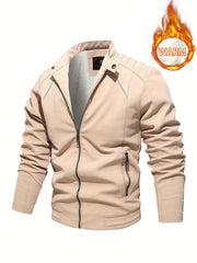 Men's Soft Shell PU Leather Jacket Windproof Waterproof
