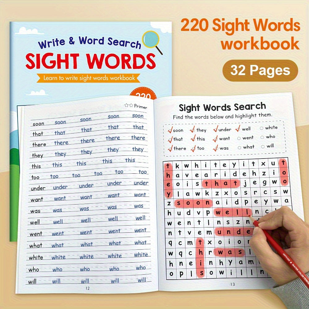 Lachilly 220 Sight Words Workbook Educational Toy for Learning Words