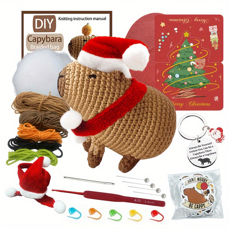 Christmas Capybara Crochet Kit - Animal Knitting Material Package