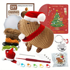 Christmas Capybara Crochet Kit - Animal Knitting Material Package