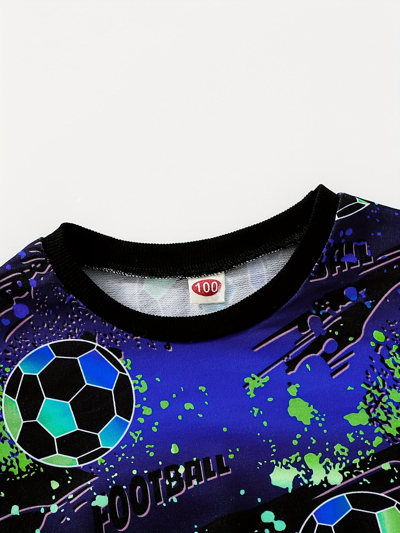 Boy's Soccer Allover Print 2pcs Sweatshirt & Sweatpants Set