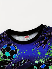 Boy's Soccer Allover Print 2pcs Sweatshirt & Sweatpants Set
