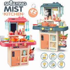 HZMSJ Pink Play Kitchen Set with Microwave Oven and Play Food