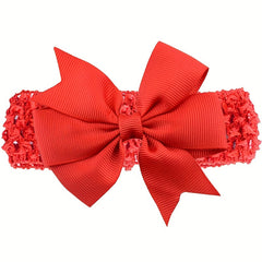 Ribbed Dovetail Webbing Headband Solid Bow Hairband