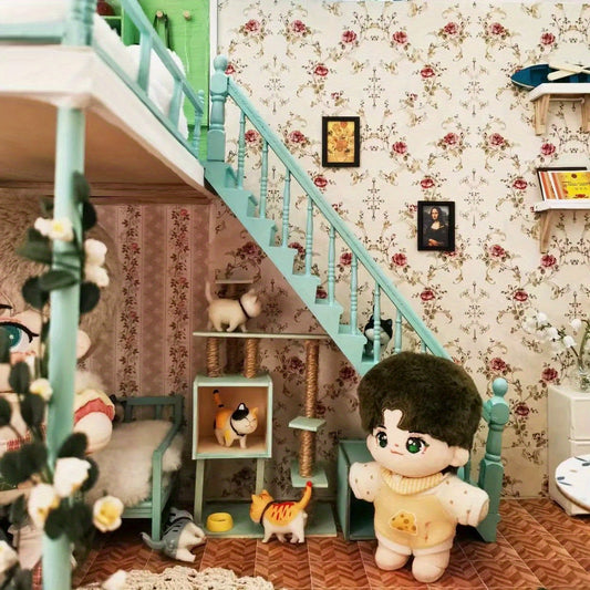Vintage Floral Dollhouse Wallpaper Adhesive DIY Mini Wallpaper for Decor