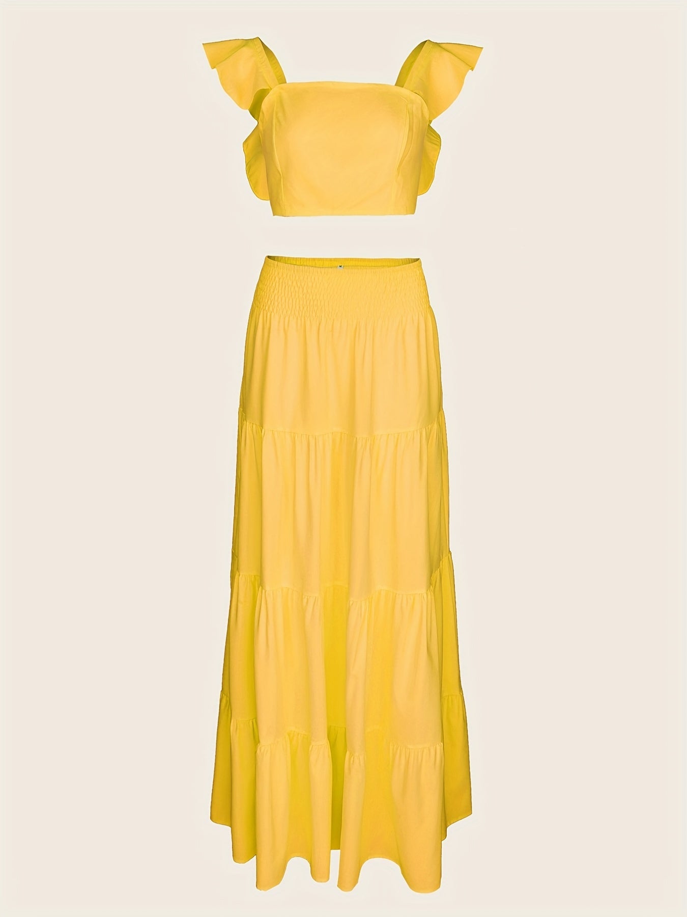 Women's Solid Tight Top & Swing Skirt Set