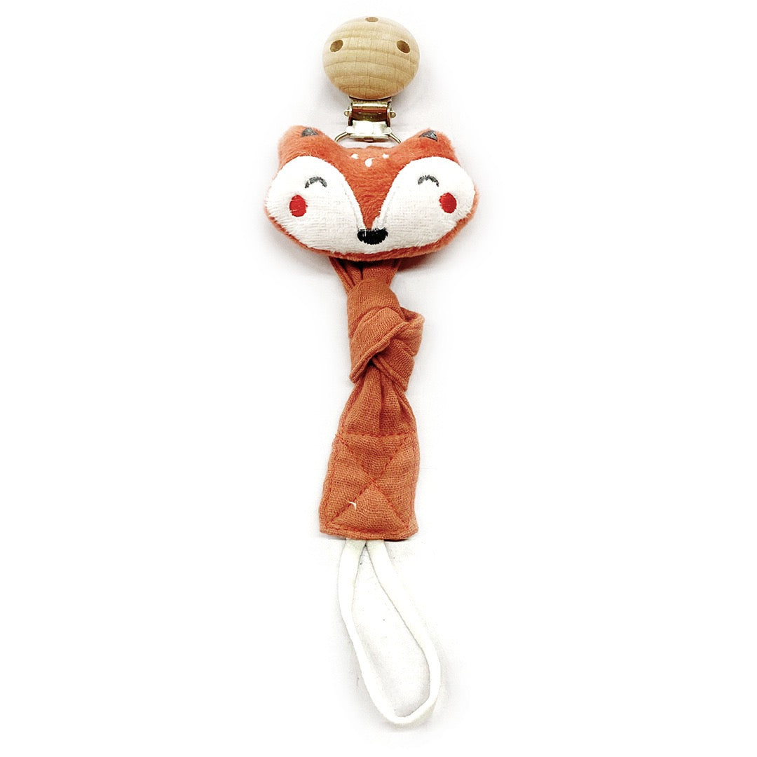 Elephant Pacifier Holder Wooden Clip Baby Teething Toy Cotton Fabric Pacifier Ho