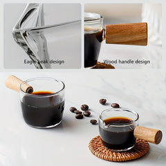 Wooden Handle Glass Milk Tea Cup Mini Salad Cup Coffee Plus Milk Cup